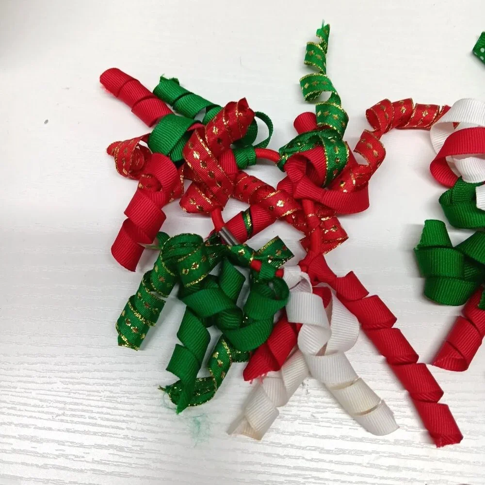 VTG 90s Y2K Christmas Curly Ribbon Hair Ties + Holiday Hair Clips Lot Sparkle‎
